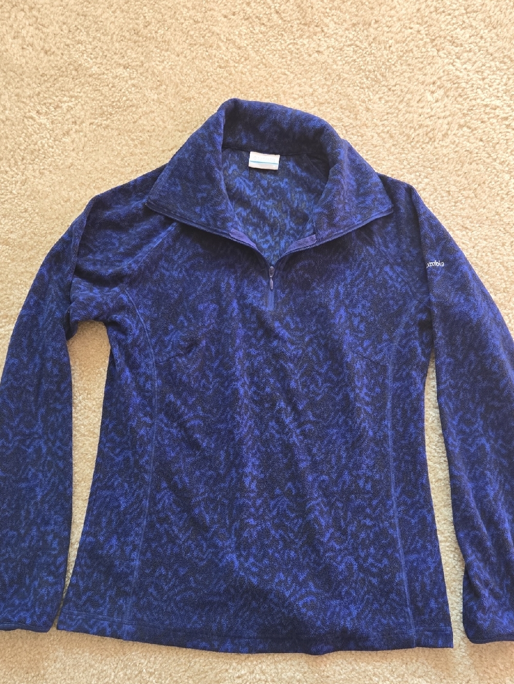 Columbia Women's Deep Blue Patterned Quarter-Zip Fleece Pullover